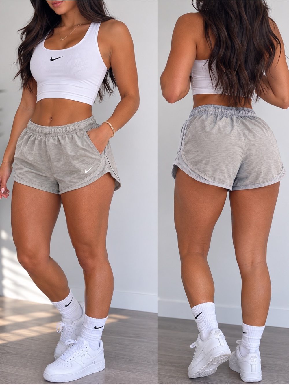 Nike Women's Heather Gray Athletic Running Shorts